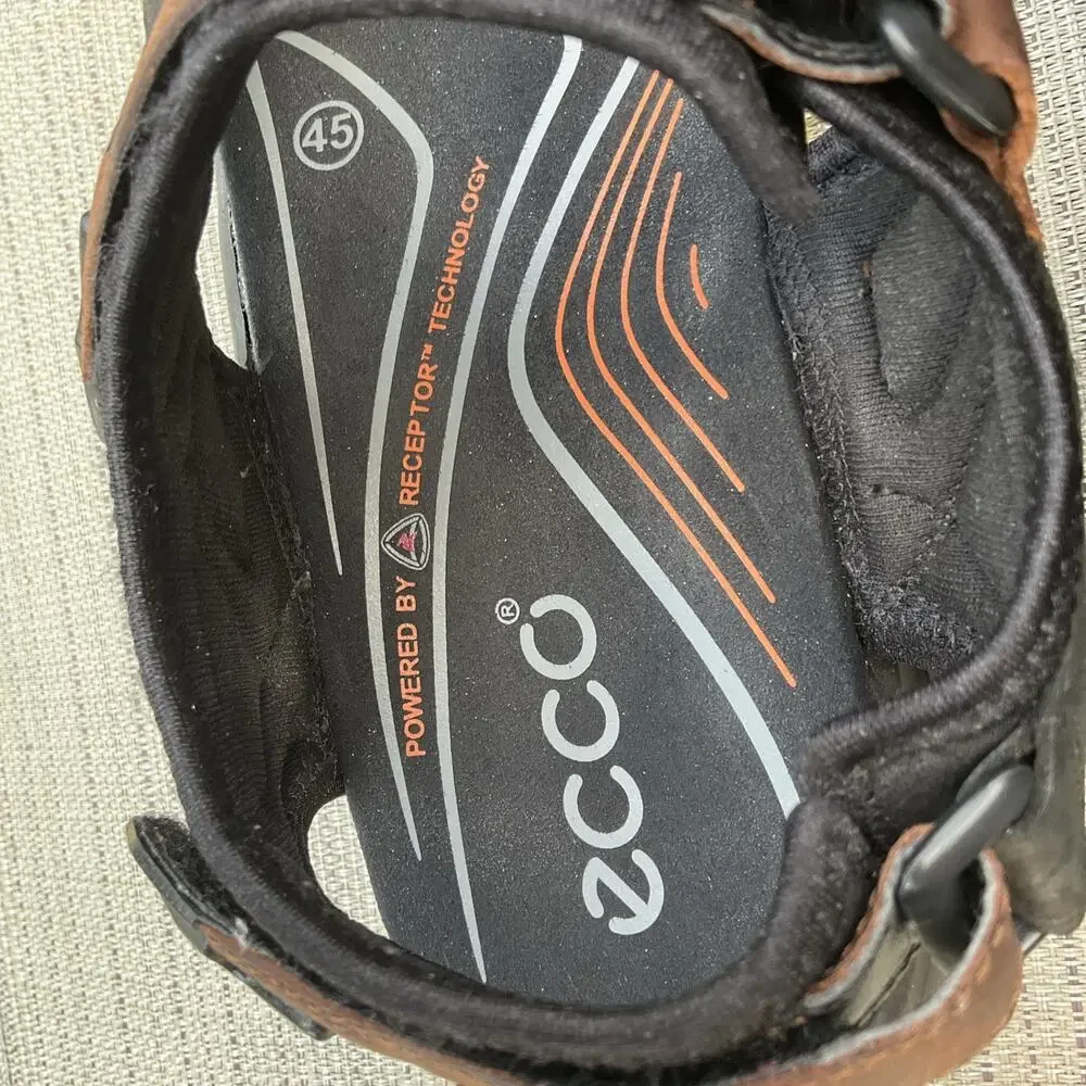 ECCO preceptor Mens Size 11 Outdoor Sandals Brown Leather Adjustable Hiking EU45